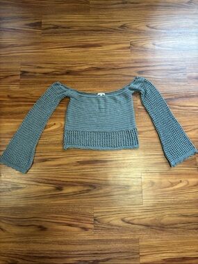 Y2K Charlotte Russe Blue Off-Shoulder Cropped Knit Sweater